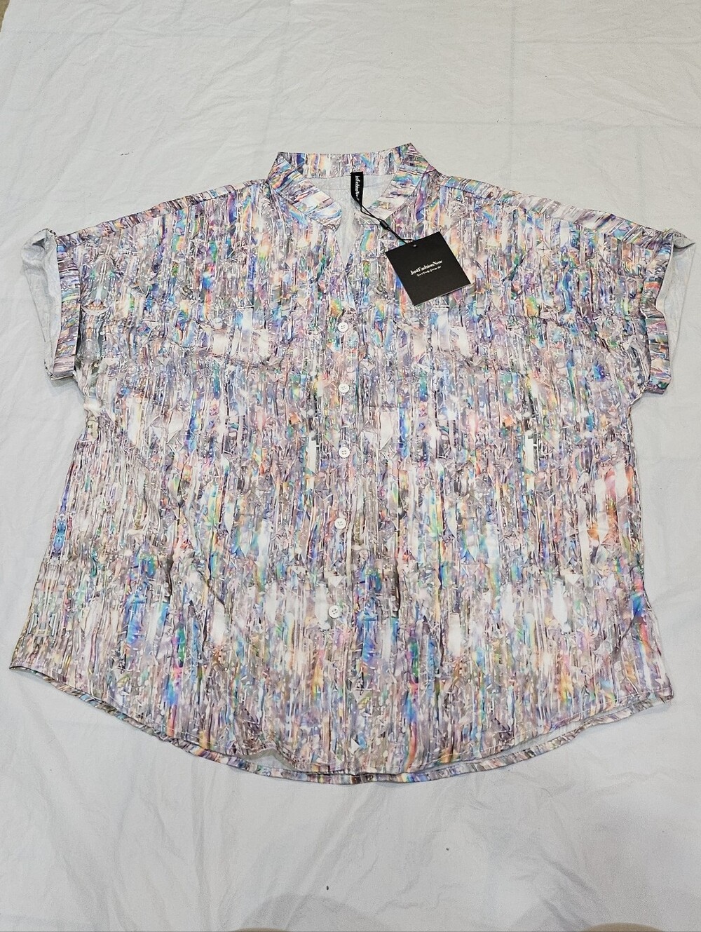 Nwt Short-Sleeve Button-Down Casual Shirt — Multi-Color Print. 3xl